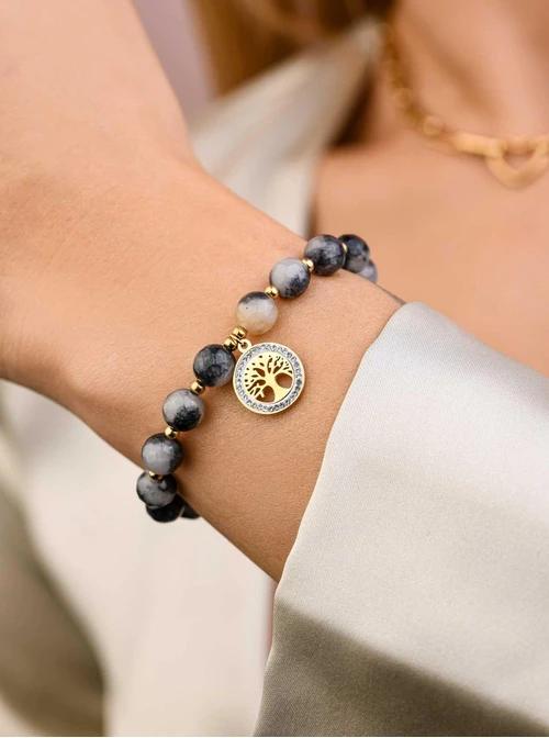 Bransoletka drzewko, Jaspis, złoty S108813Z00