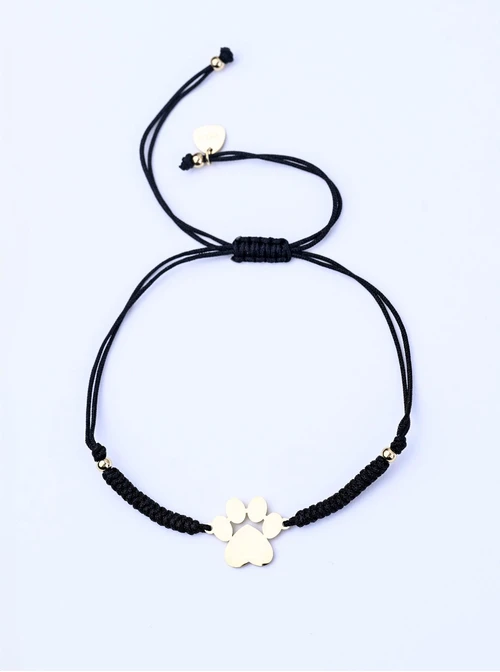 Bransoletka grawer, łapka, czarny, stal pozłacana S108078Z-01