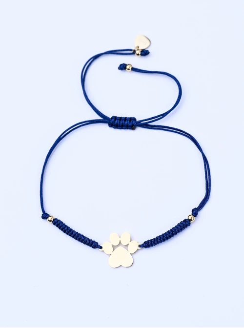 Bransoletka grawer, łapka, granatowy, stal pozłacana S108078Z-04