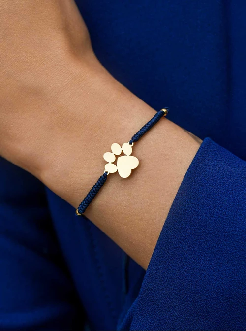 Bransoletka grawer, łapka, granatowy, stal pozłacana S108078Z-04