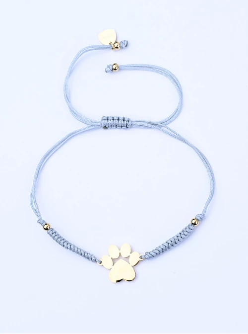 Bransoletka grawer, łapka, szary, stal pozłacana S108078Z-09