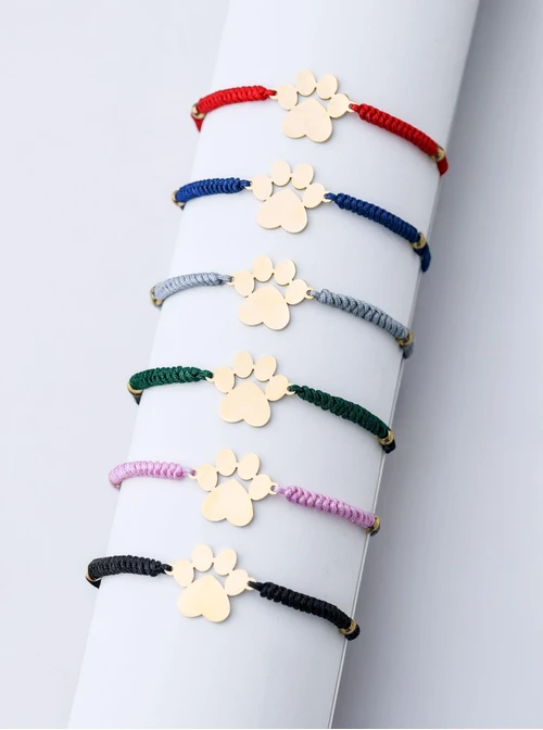 Bransoletka grawer, łapka, szary, stal pozłacana S108078Z-09