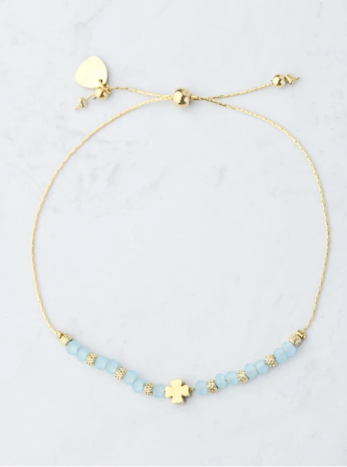 Bransoletka koniczynka, błękitne kryształki, złoty S108031Z00