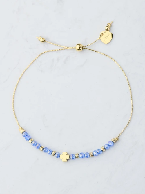 Bransoletka koniczynka, niebieskie kryształki, złoty S108035Z00