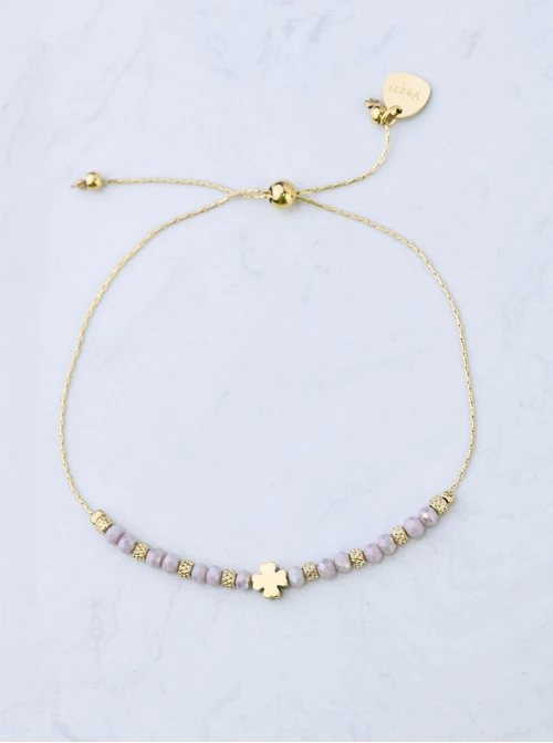 Bransoletka koniczynka, pudrowe kryształki, złoty S108036Z00