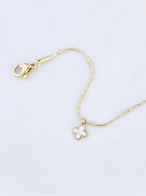 Bransoletka koniczynka z muszlą, złoty S108176Z02