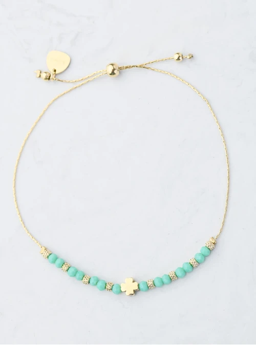 Bransoletka koniczynka, zielone kryształki, złoty S108041Z00