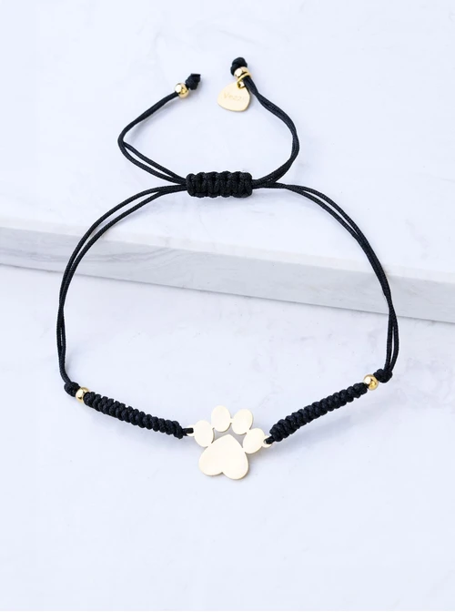 Bransoletka łapka, czarny, stal pozłacana S108078Z-01