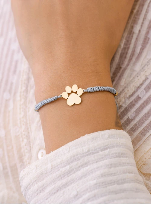 Bransoletka łapka, szary, stal pozłacana S108078Z-09