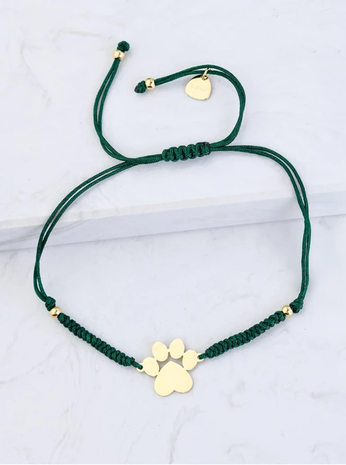 Bransoletka łapka, zielony, stal pozłacana S108078Z-05