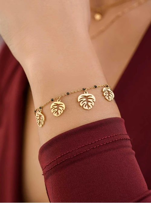 Bransoletka liście monstery, złoty S108431Z00