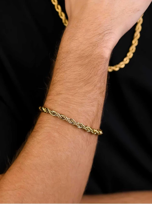 Bransoletka męska, Corda, stal pozłacana S107971Z00