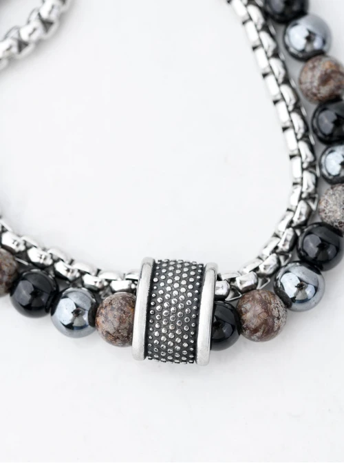 Bransoletka męska, Obsydian, srebrny S107583S00