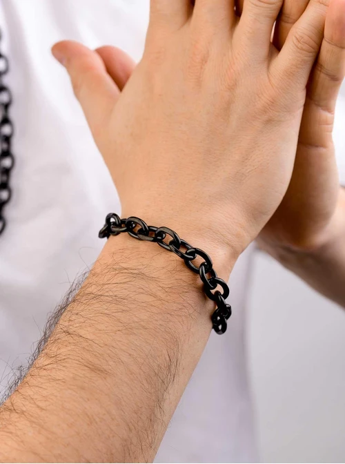 Bransoletka męska, łańcuch, czarny S107957S01