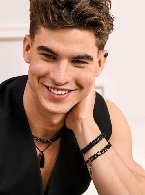 Bransoletka męska, łańcuch, czarny S107957S01