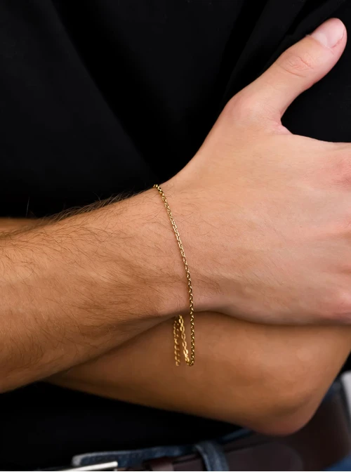 Bransoletka męska, łańcuszek, złoty S107965Z00