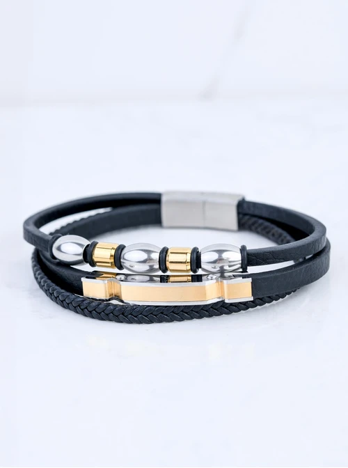 Bransoletka męska, srebrny, złoty S107538M01