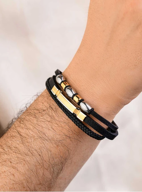 Bransoletka męska, srebrny, złoty S107538M01