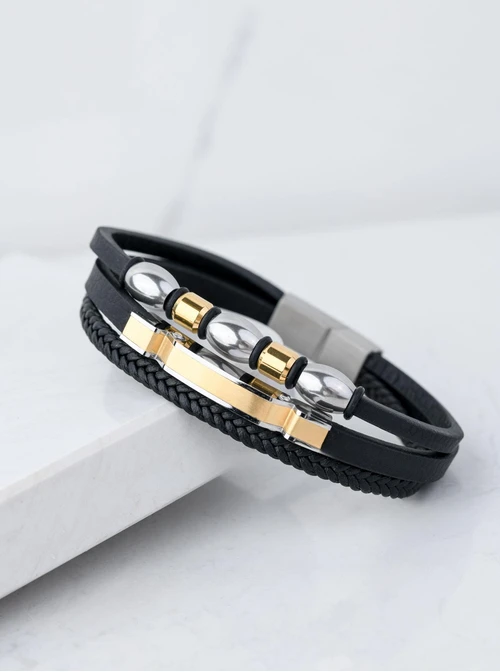 Bransoletka męska, srebrny, złoty S107538M01