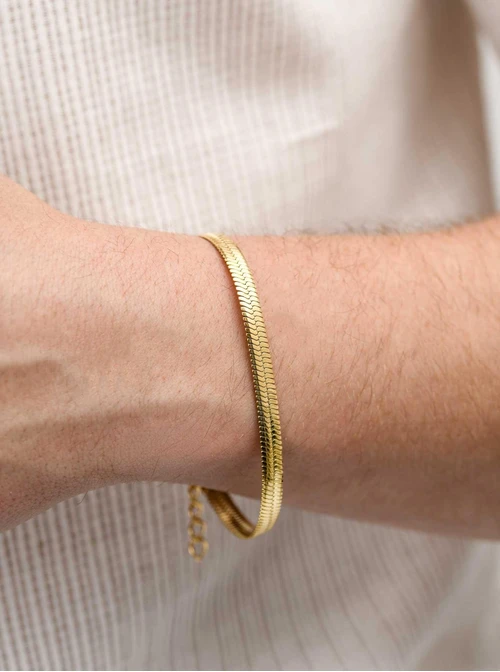 Bransoletka męska, żmijka, stal pozłacana S107968Z00