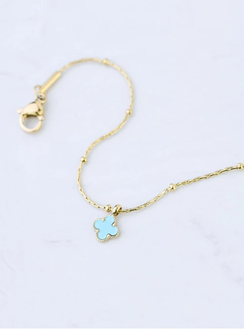 Bransoletka niebieska koniczynka, złoty S108176Z04