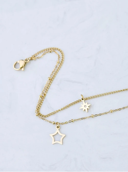 Bransoletka podwójna, gwiazdki, złoty S107933Z00