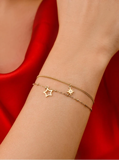 Bransoletka podwójna, gwiazdki, złoty S107933Z00