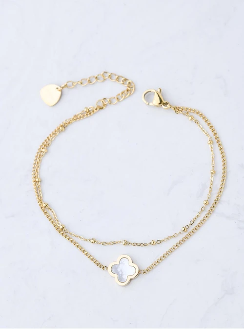 Bransoletka podwójna, koniczynka, złoty S107938Z00