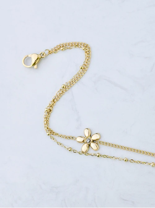 Bransoletka podwójna kwiatuszek, złoty S107942Z00