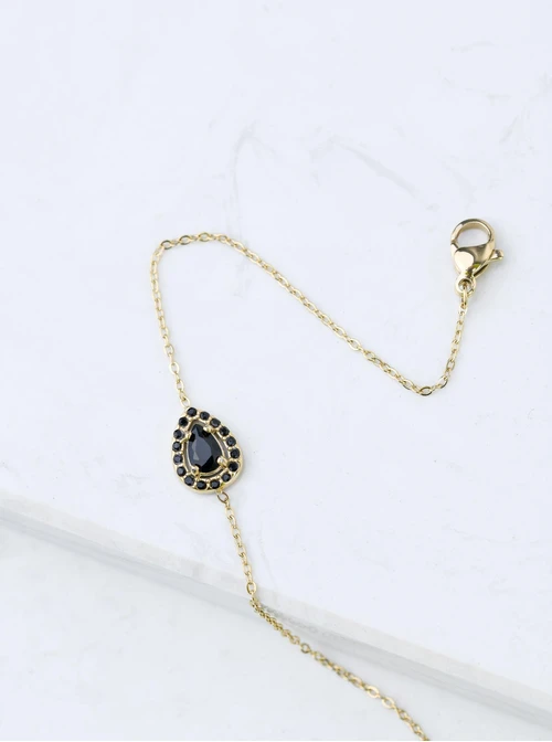 Bransoletka z czarnymi kryształkami, złoty S107523Z01