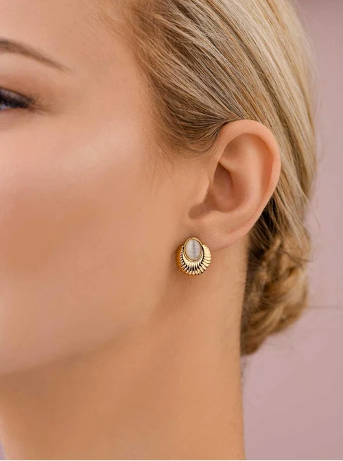 Kolczyki Kocie Oko, stal pozłacana S207417Z02