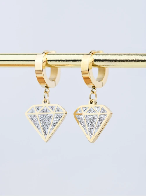 Kolczyki diamenty z kryształkami, złoty S207642Z02