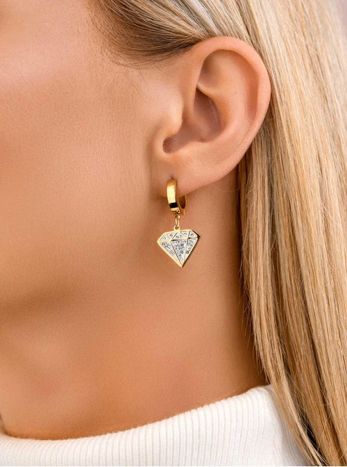 Kolczyki diamenty z kryształkami, złoty S207642Z02