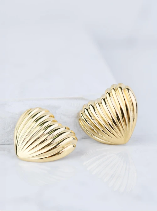 Kolczyki fakturowane serca, złoty S207411Z00