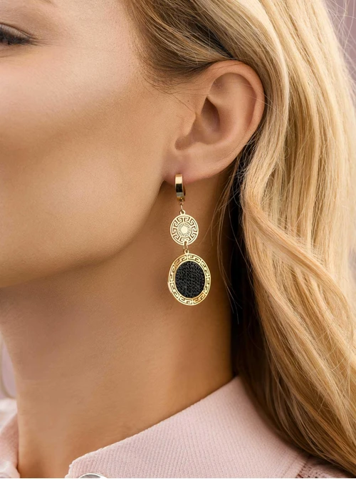 Kolczyki kółka, grecki wzór, złoty S208238Z01