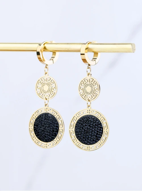 Kolczyki kółka, grecki wzór, złoty S208238Z01