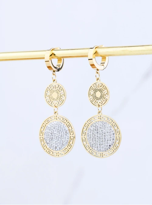 Kolczyki kółka, grecki wzór, złoty S208238Z02