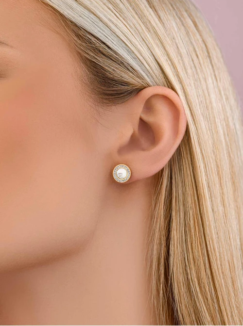 Kolczyki kółka z kryształkami, złoty S207952Z00