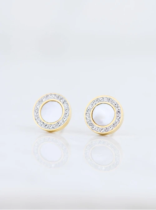 Kolczyki kółka z kryształkami, złoty S207952Z00