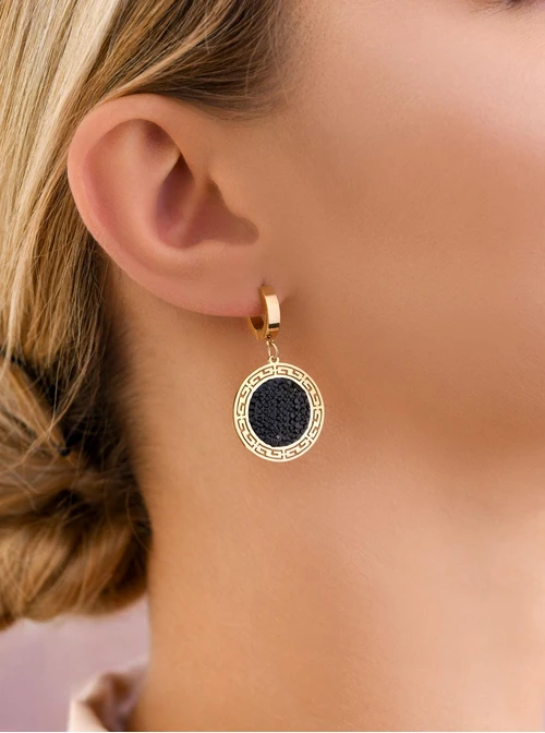 Kolczyki kółko z kryształkami, stal pozłacana S208237Z01