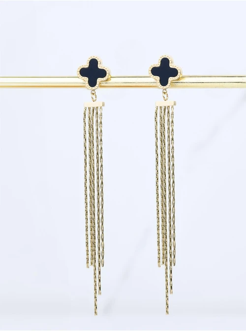 Kolczyki koniczynki z łańcuszkami, złoty S206496Z00