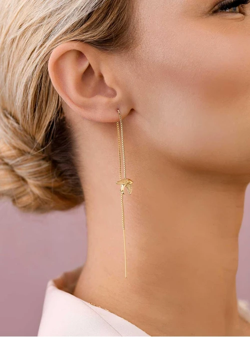 Kolczyki przeciągane jaskółki, stal pozłacana S207660Z00