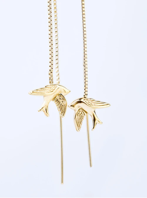 Kolczyki przeciągane jaskółki, stal pozłacana S207660Z00