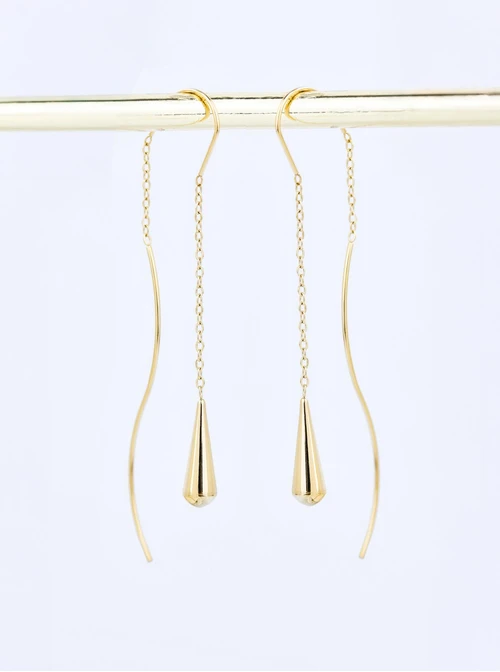 Kolczyki przeciągane kropelki, złoty S208257Z00