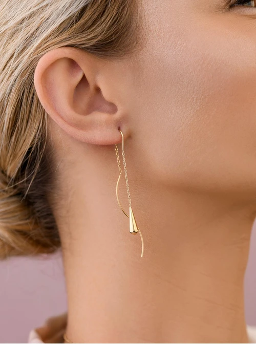 Kolczyki przeciągane kropelki, złoty S208257Z00