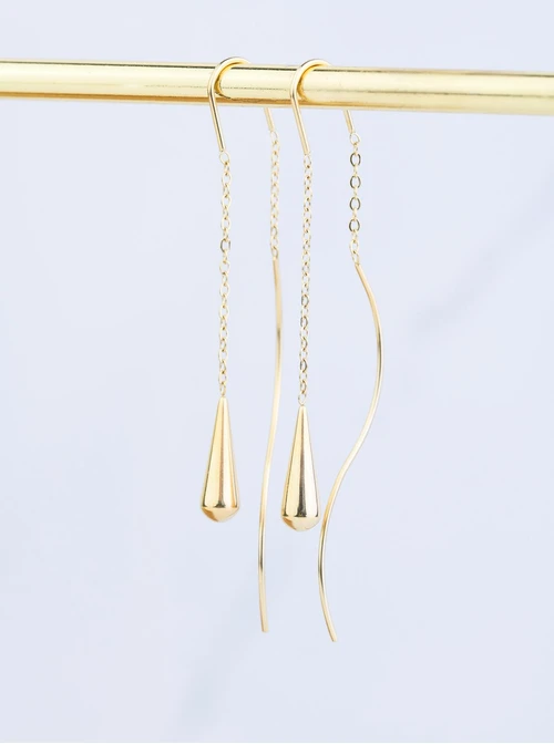 Kolczyki przeciągane kropelki, złoty S208257Z00
