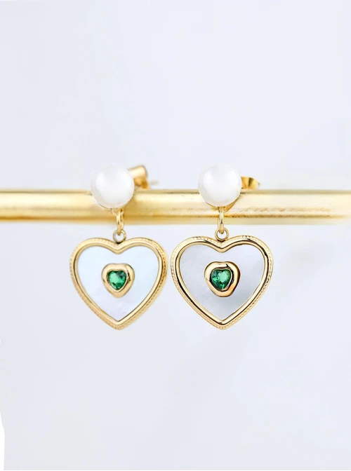 Kolczyki serduszko, perełka, złoty S207907Z00