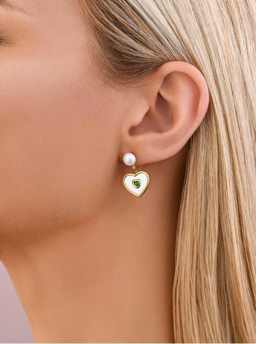 Kolczyki serduszko, perełka, złoty S207907Z00