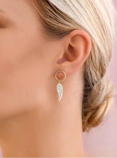 Kolczyki skrzydełka, kryształki, złoty S208435Z02