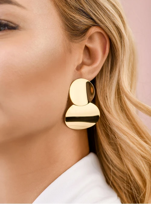 Kolczyki wiszące koła, stal pozłacana S208273Z00